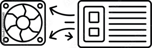 Air conditioner and radiator system illustration, HVAC concept vector