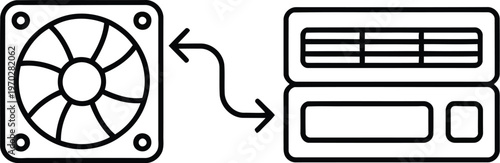 Air conditioner and radiator system illustration, HVAC concept vector