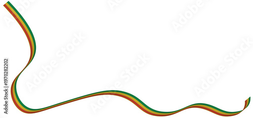 Reggae colors wavy line border vector illustration isolated on transparent background.