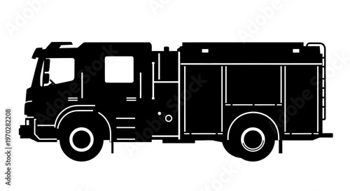Silhouette of a fire truck on a white background.