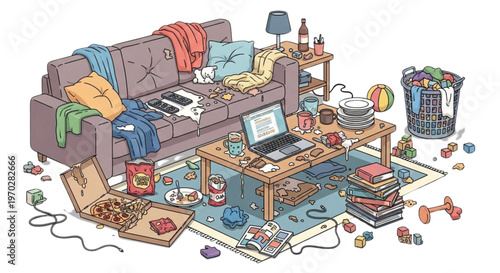 Messy Home Vector Illustration