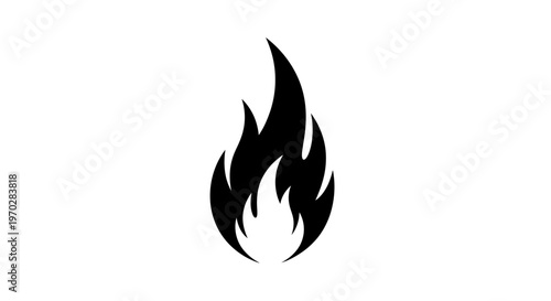 Simple black fire flame icon on white background.