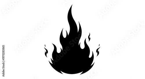 Simple Black Fire Flame Icon Silhouette Illustration.