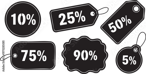 Sale tags silhouette a collection of discount labels