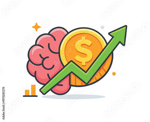 Money mindset transformation and shifting beliefs around earning, saving, and investing for long-term financial success and stability, a brain