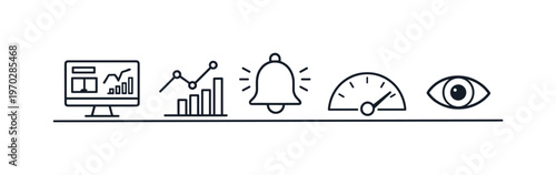 Digital analytics dashboard and real-time monitoring for tracking business performance and making data-driven decisions quickly, screen panel, line