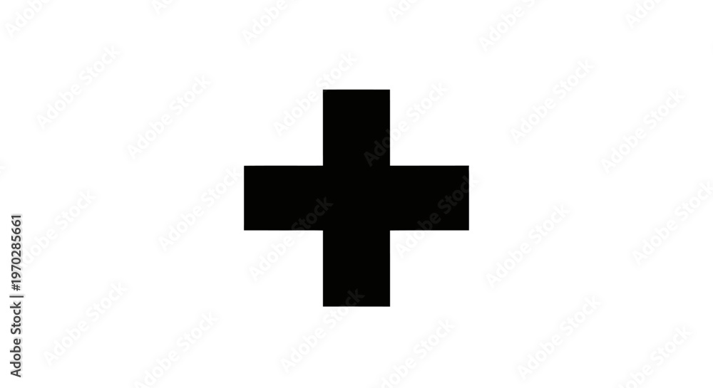 Fototapeta premium Black cross symbol against white background isolated minimalism simple design