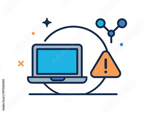 Shadow IT and unsanctioned tools usage inside organizations creating hidden risks and inefficiencies, a laptop outside a boundary line combined with a