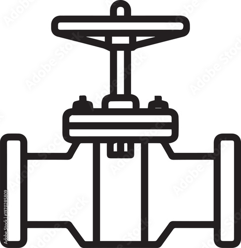 Premium High-Resolution Industrial Vertical Spindle Gate Valve Vector Icon for Mechanical Engineering, HVAC Systems, Plumbing Design, Piping Diagrams, Process Control Schematics, Factory