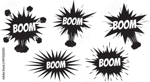 Explosive comic book effects 'boom ' silhouette burst collection