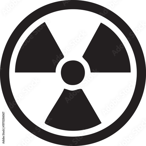 Black and white radiation symbol silhouette a warning sign