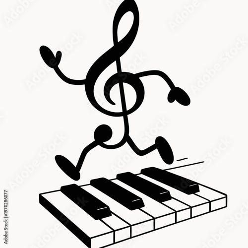 a treble clef dancing
