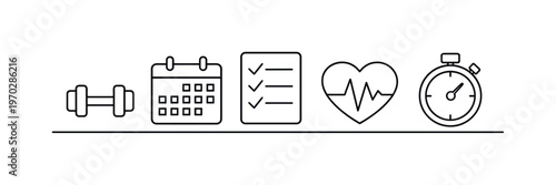 Fitness routine planning and workout consistency for maintaining health and achieving physical goals through structured exercise habits, dumbbell