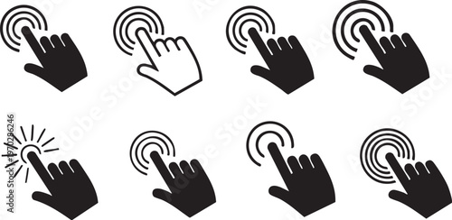 Hand gestures and touch icons a collection of black and white silhouettes