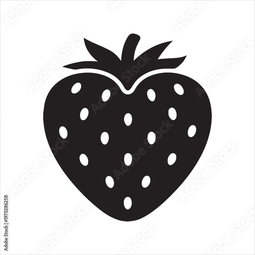 strawberry fruit stencil icon silhouette vector illustration