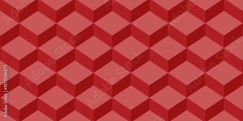 Bulk texture of red squares in isometric. Vector illustration, eps 10