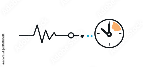 API timeout and request expiration in unstable network communication between services, a simple connection line ending in a small clock and a broken