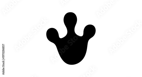 Black Dinosaur Footprint Silhouette on White Background.