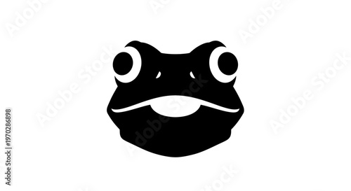 Black Frog Face Icon Simple Vector Art.
