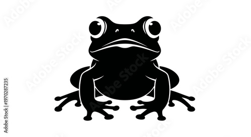 Black Silhouette of a Frog with Big Eyes.