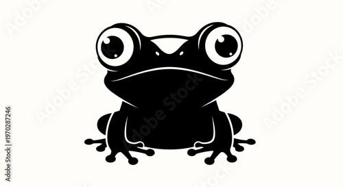 Black Silhouette of a Frog with Big Eyes.