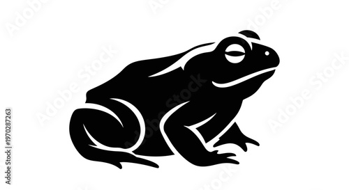Black Silhouette of a Frog Sitting Still.