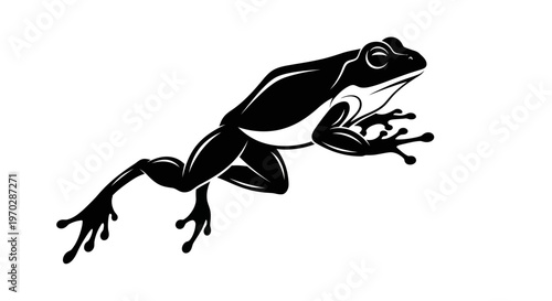 Black Silhouette of a Frog in Mid-Leap.