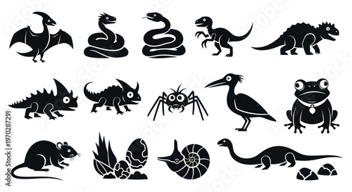 Collection of Diverse Animal Silhouettes for Graphic Design.