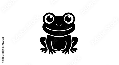 Cute Black Frog Silhouette Icon Vector.