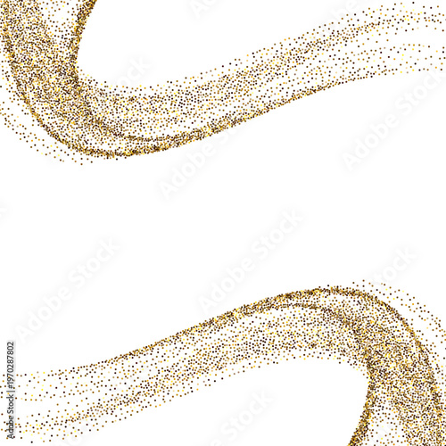 Luxury Gold Glitter Particle Flow on Transparent Background