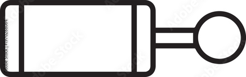 Premium High-Resolution Vector Icon of Hydraulic Cylinder with Rod End Cap for Mechanical Engineering, Industrial Automation, Fluid Power Systems, Technical Manuals, CAD Diagrams