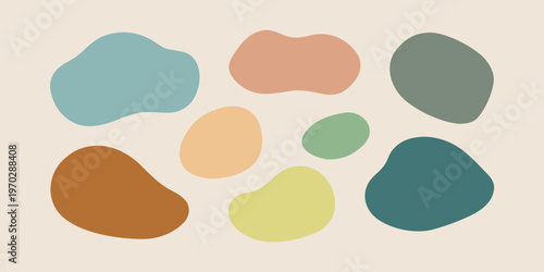 A soothing arrangement of diverse organic abstract shapes on a light background.