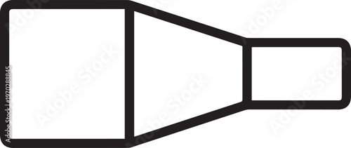 Premium industrial pipe reducer with tapered joint vector icon for mechanical engineering schematics, technical documentation, HVAC piping systems, plumbing blueprints, manufacturing