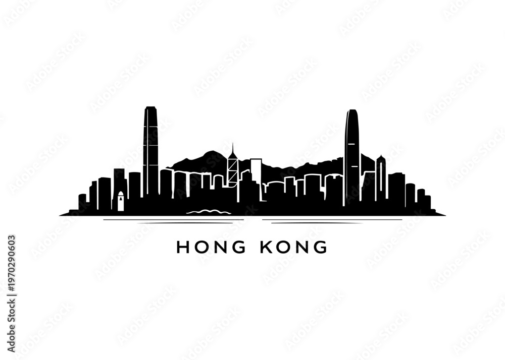 Obraz premium Hong Kong city skyline city skyline on a white background