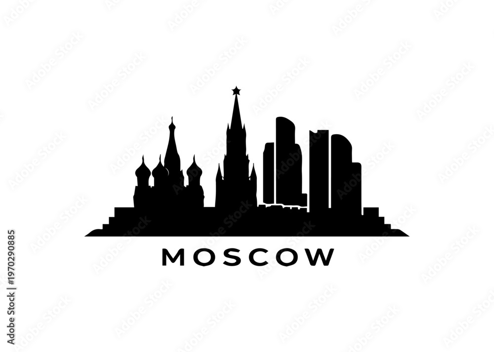 Obraz premium Moscow city skyline city skyline on a white background