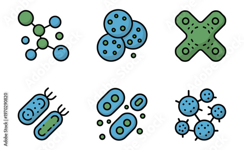 Bacterial colony line art abstract design illustration vector, microscopic biology concept