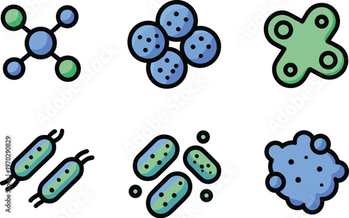 Bacterial colony line art abstract design illustration vector, microscopic biology concept