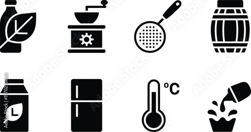 Black Icons Of Food Preparation And Storage bottle