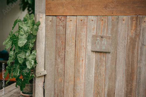 Outdoor toilet door wooden ...
