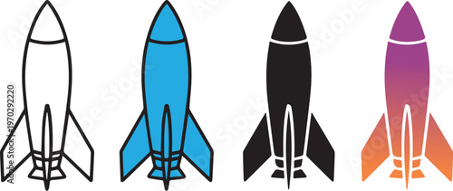 awesome modern rocket icon set