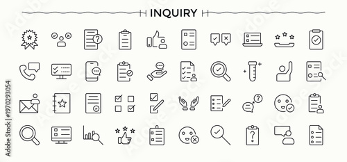 Research line icon set. Discovery icon set. Includes thin line symbols analysis, investigate, data, magnify, magnifying and more. Editable stroke.