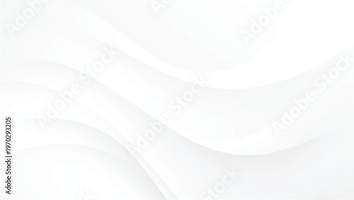 White wavy abstract background with smooth curves and light gray shadows modern minimalist design element