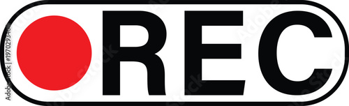 REC Recording Indicator with Red Record Button Icon on Black Background Minimal UI Design