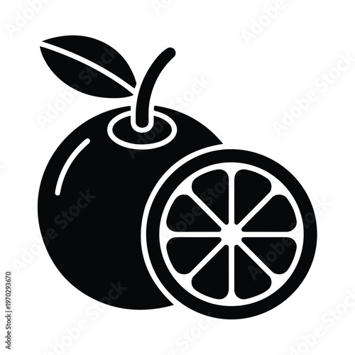 Vector illustration of an apple and orange fruit icon design featuring a compass direction arrow symbol inside a circle button for a food travel navigation concept