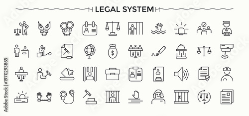 legal documents icon set. Minimal thin line web icons set. Pictograms of agreement, document, certificate, legal, official, law, letter. Vector illustration. Pixel perfect. Deed icon set.