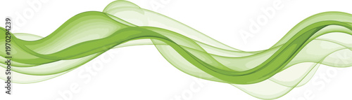 Green Abstract Swirling Lines on White Background vector