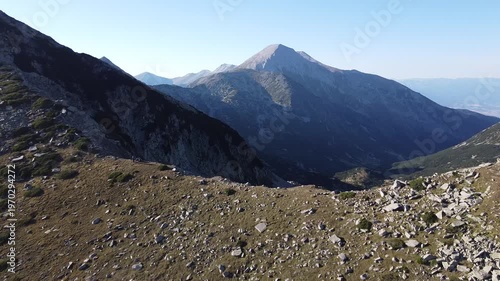 Rocky Pirin Ridge from Above – Sunny Clear Autumn Landscape
