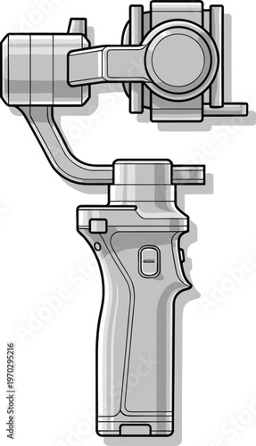 Professional camera gimbal stabilizer for smartphone and action cam isolated illustration equipment.