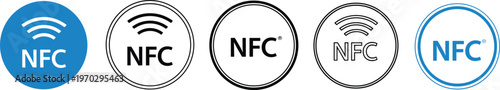 Set of nfc contactless payment icons communication technology symbols wireless payment symbol digital finance symbol.