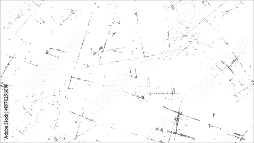 A white surface covered in numerous thin dark grey scratches and speckles. Vektor eps 10